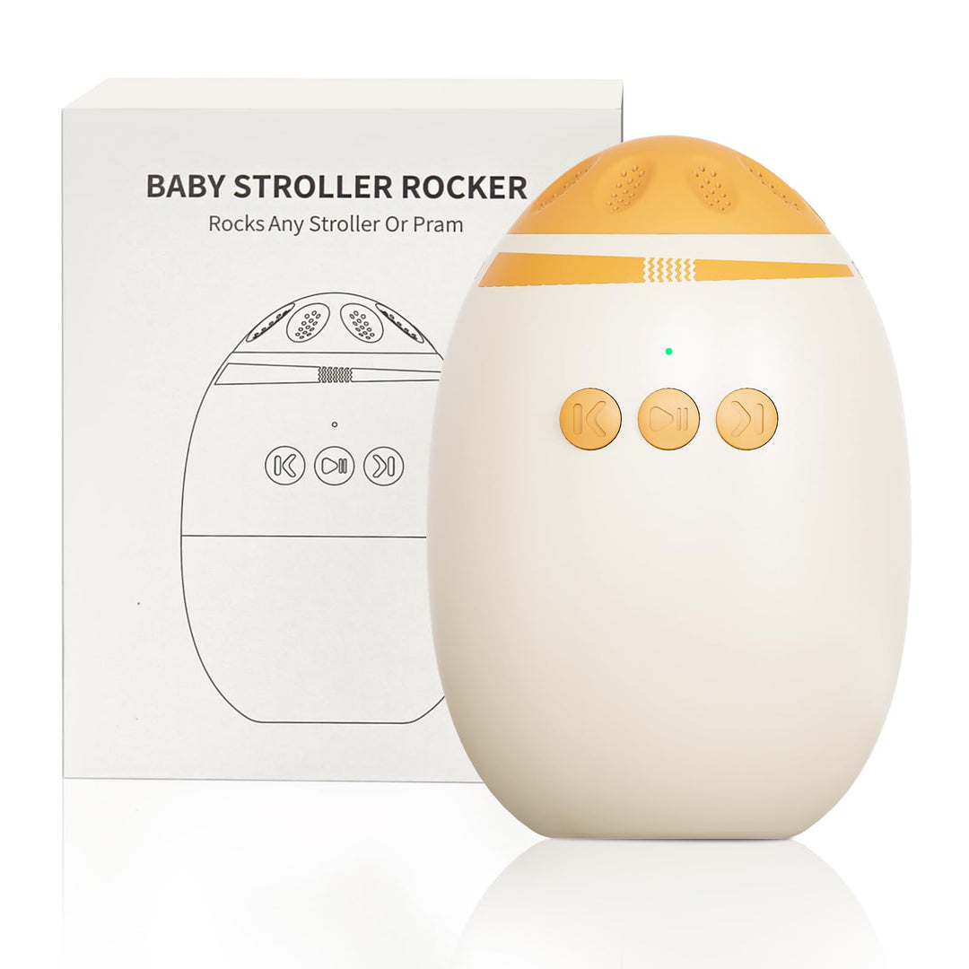 Kinderwagen Schaukler für Kinderbett und Kinderwagen, Einschlafhilfe Baby wiederaufladbar (USB)，Beig