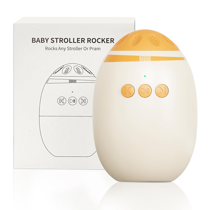 Kinderwagen Schaukler für Kinderbett und Kinderwagen, Einschlafhilfe Baby wiederaufladbar (USB)，Beig
