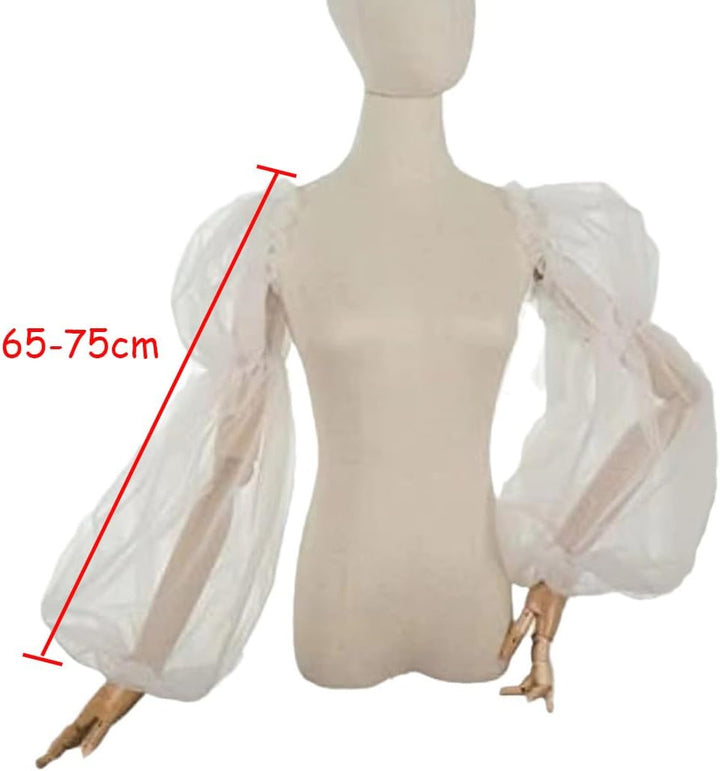 SMTCM 1 Paar Abnehmbare Puffärmel für Hochzeitskleid Weiss Brautärmel Tüll Armel mit Spandex Band Du