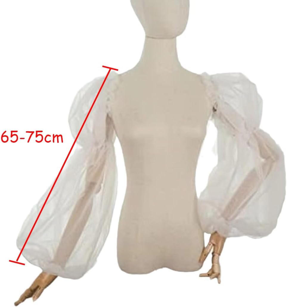 SMTCM 2 Paar Abnehmbare Puffärmel für Hochzeitskleid Brautärmel Tüll Armel mit Spandex Band Durchsic