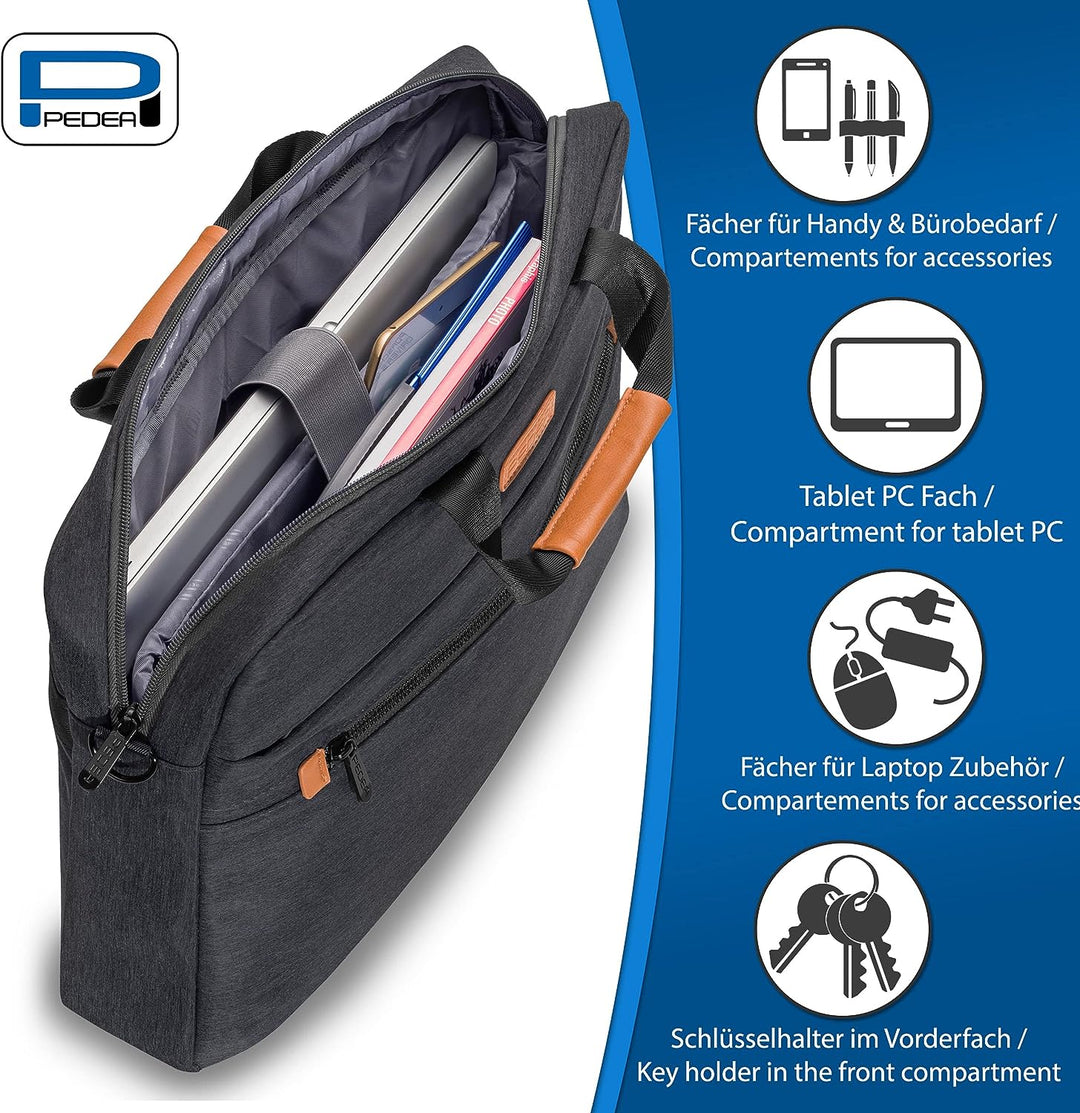 Pedea Laptoptasche Elegance Pro Notebook-Tasche 17,3 Zoll (43,9 cm) Umhängetasche mit Schultergurt u