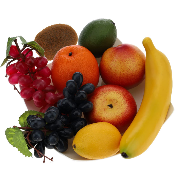 Gresorth Künstliche Früchte Fälschen Apfel Banane Orange Zitrone Pfirsich Traube Kiwi Dekoration - 9