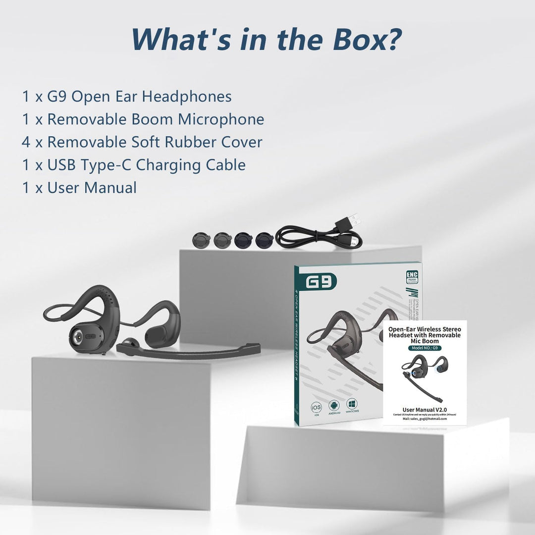 BANIGIPA Bluetooth Headset mit abnehmbarem Mikrofon, Noise Cancelling Wireless Headset für Telefone
