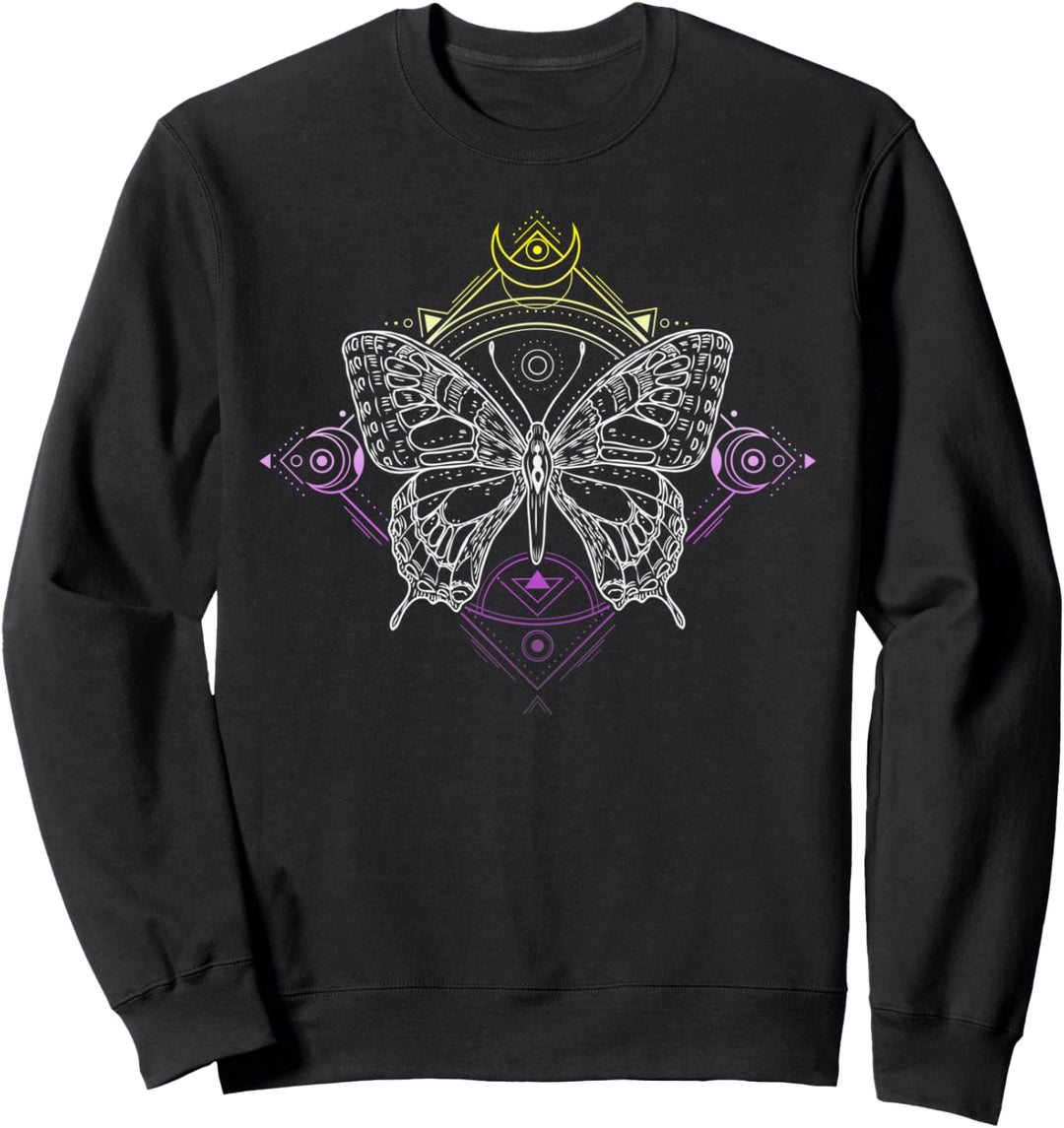 Nicht-binäre Pride Flaggenfarben, Okkulter Schmetterling Sweatshirt