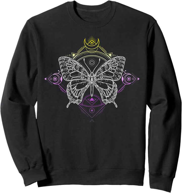 Nicht-binäre Pride Flaggenfarben, Okkulter Schmetterling Sweatshirt
