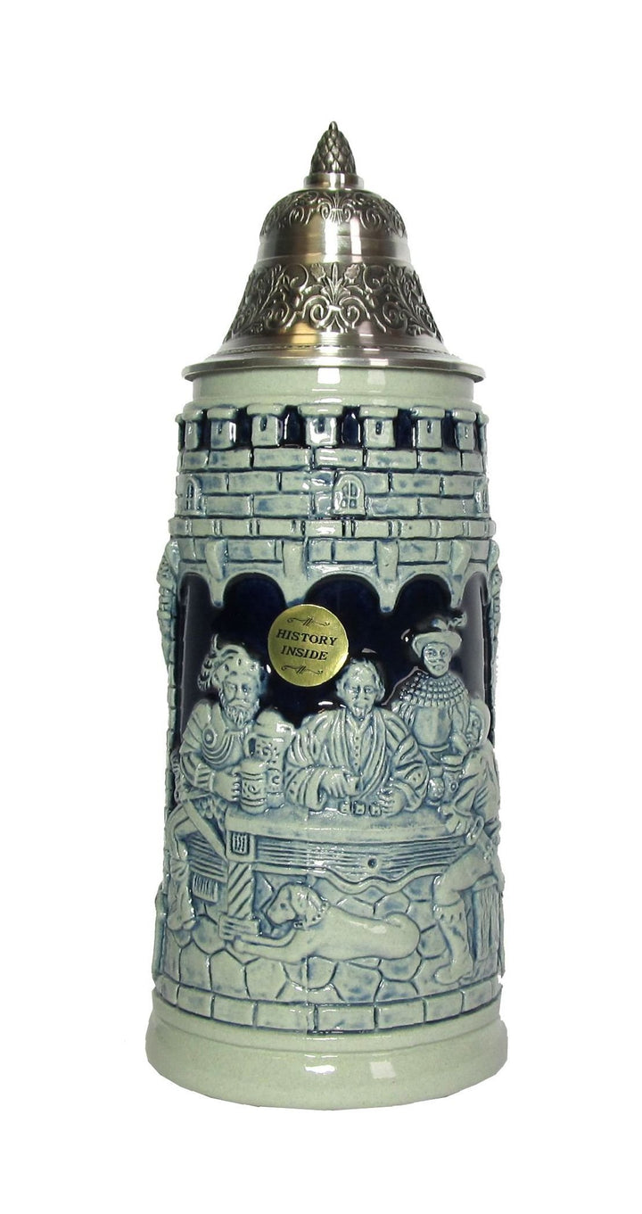 KING Blauer Bierkrug das Leben ist EIN Würfelspiel Ritterseidel 0,5 Liter Bierseidel