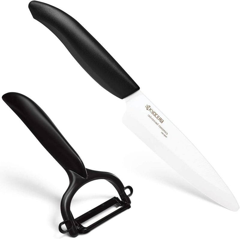 Kyocera GEN Starterset, Obst-/Gemüsemesser (Klinge 11 cm) mit Schäler, schwarzer Griff Schwarz Start