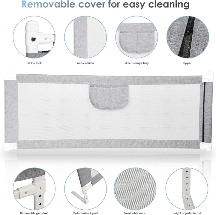 Jopassy 180cm Rausfallschutz Bett, Bettgitter zum vertikalen Heben, Bettschutzgitter Sicherheitsschu