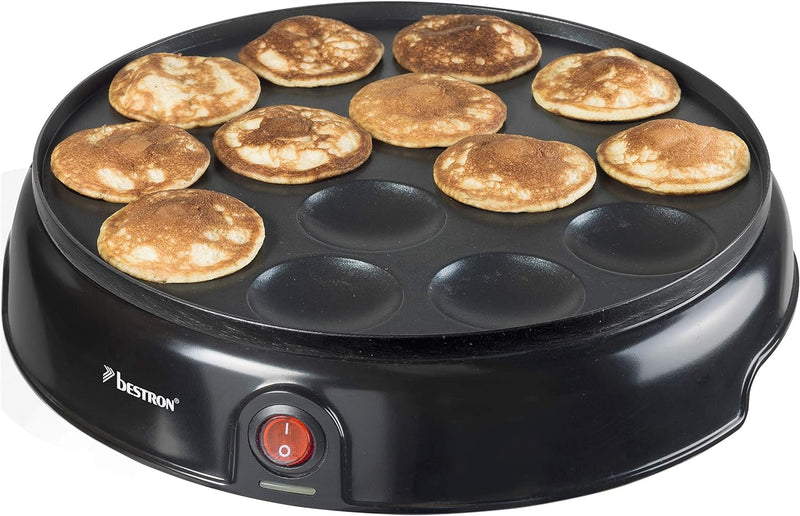 Bestron Poffertjes Maker im Retro Design, Mini Pfannkuchen Automat, mit Antihaftbeschichtung, Sweet