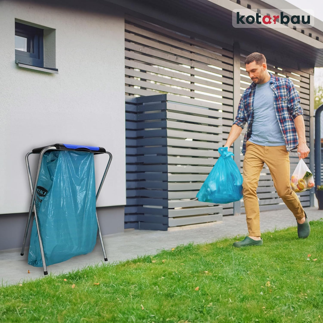 KOTARBAU® Müllsackständer 1 Fach Müllbehälter 33 x 45 x 85 cm Blau Sack Ständer Metall Plastikmüllst