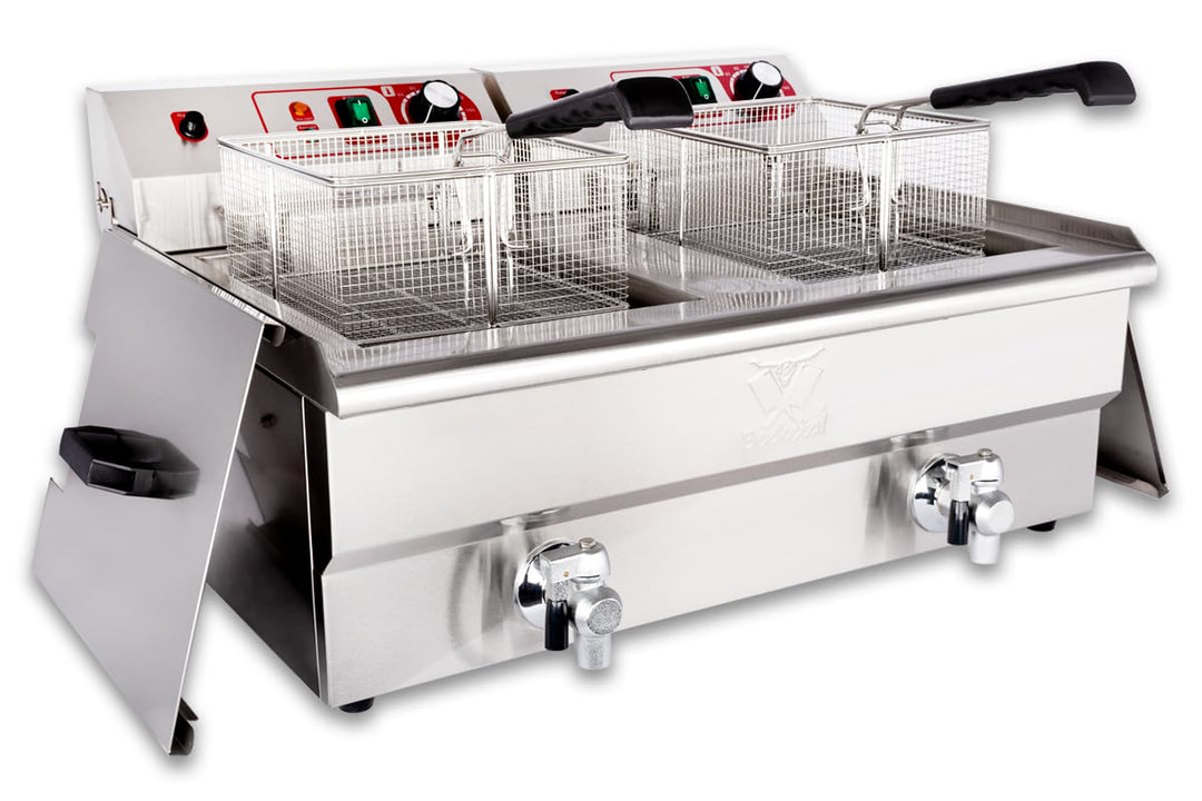 Beeketal 'BWF-162P' Profi Gastronomie Doppel Kaltzonen Fritteuse (2 x 16 Liter Volumen für max. 2 x