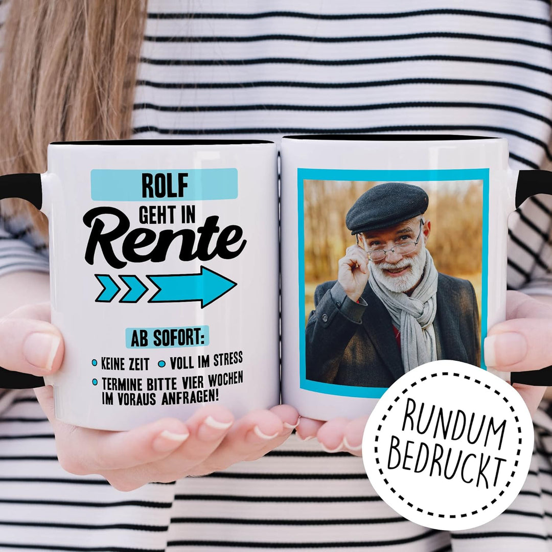 Rente Tasse personalisiert Ruhestand Kaffeetasse Rentner Geschenk anpassbar Kollege Geschenkidee Abs