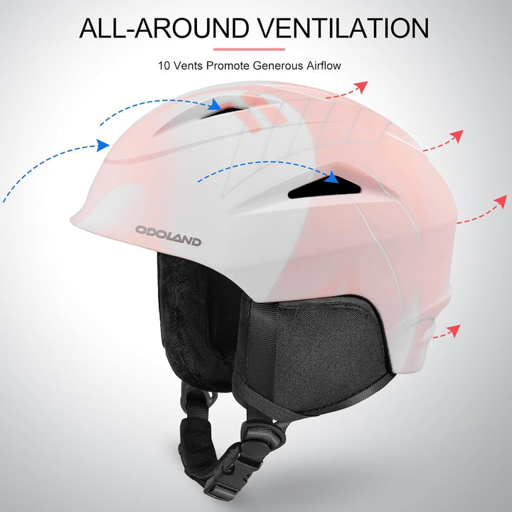 Odoland Skihelm mit Skibrille für Skifahren und Snowboard, Einstellbare Grössenverstellbar, mit Ohre