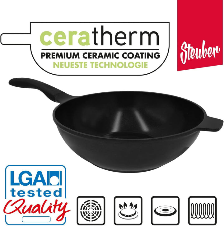 Steuber Aluguss Wok Ø30 cm, ceratherm-Premium Beschichtung, Induktion 30cm, 30cm