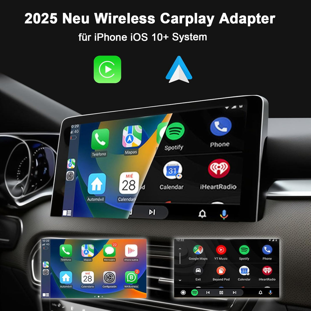 Wireless Carplay Adapter mit Wired Carplay (USB to C), Metalldesign Mini Wireless Car Play Adapter f