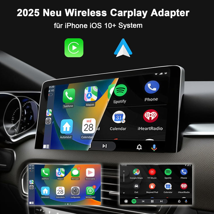 Wireless Carplay Adapter mit Wired Carplay (USB to C), Metalldesign Mini Wireless Car Play Adapter f