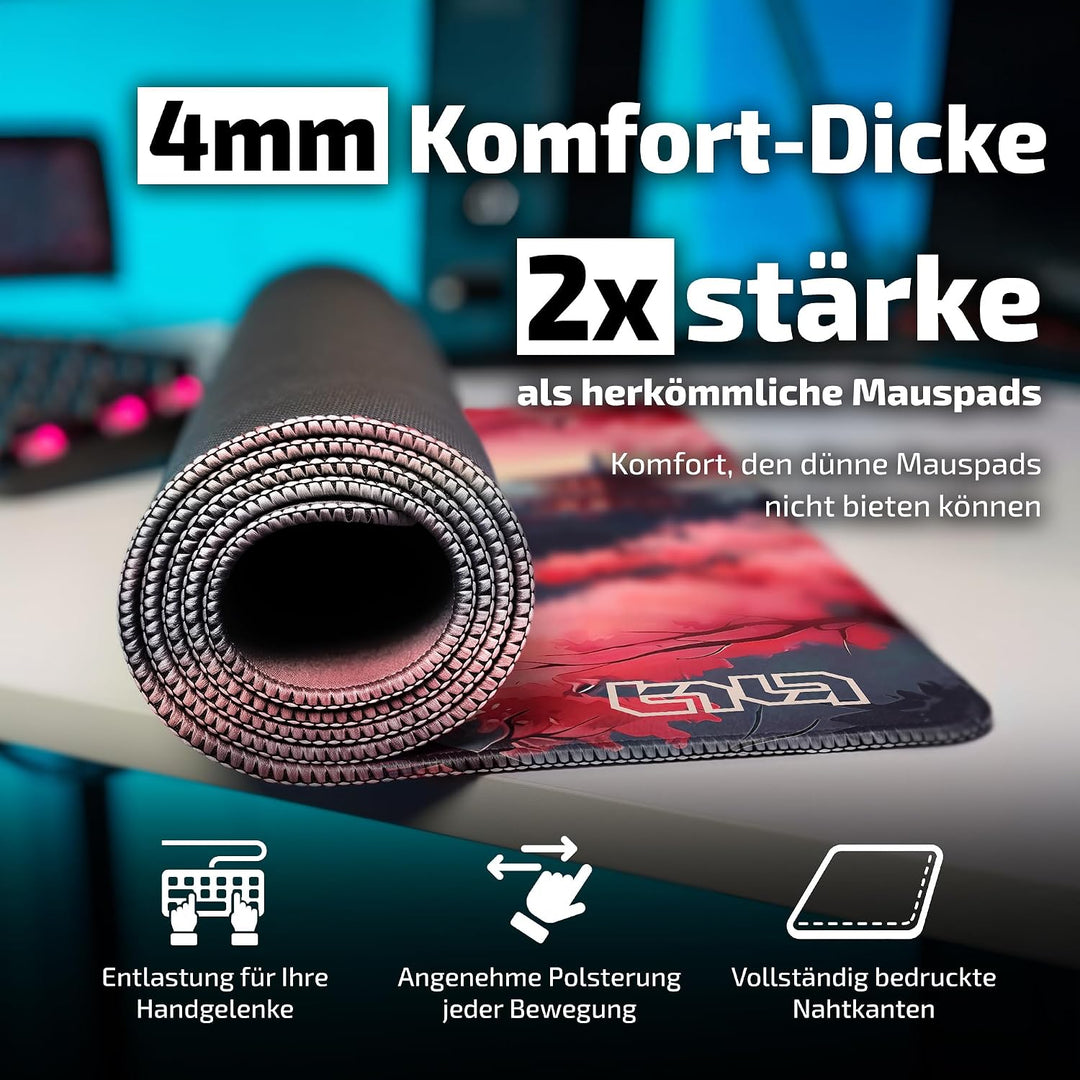 Tilt Gaming Mauspad 900x400 mm - 4 mm rutschfeste Schreibtischunterlage Gross - Speed-Oberfläche &amp; H