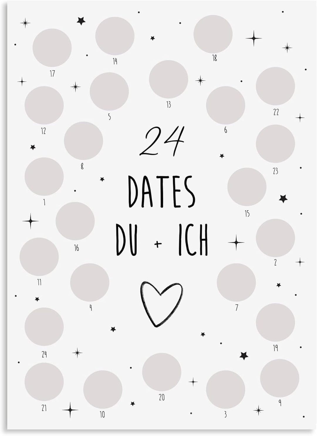 Adventskalender zum Rubbeln Weihnachtskalender (24 Dates Du + Ich A4), 24 Dates Du + Ich A4