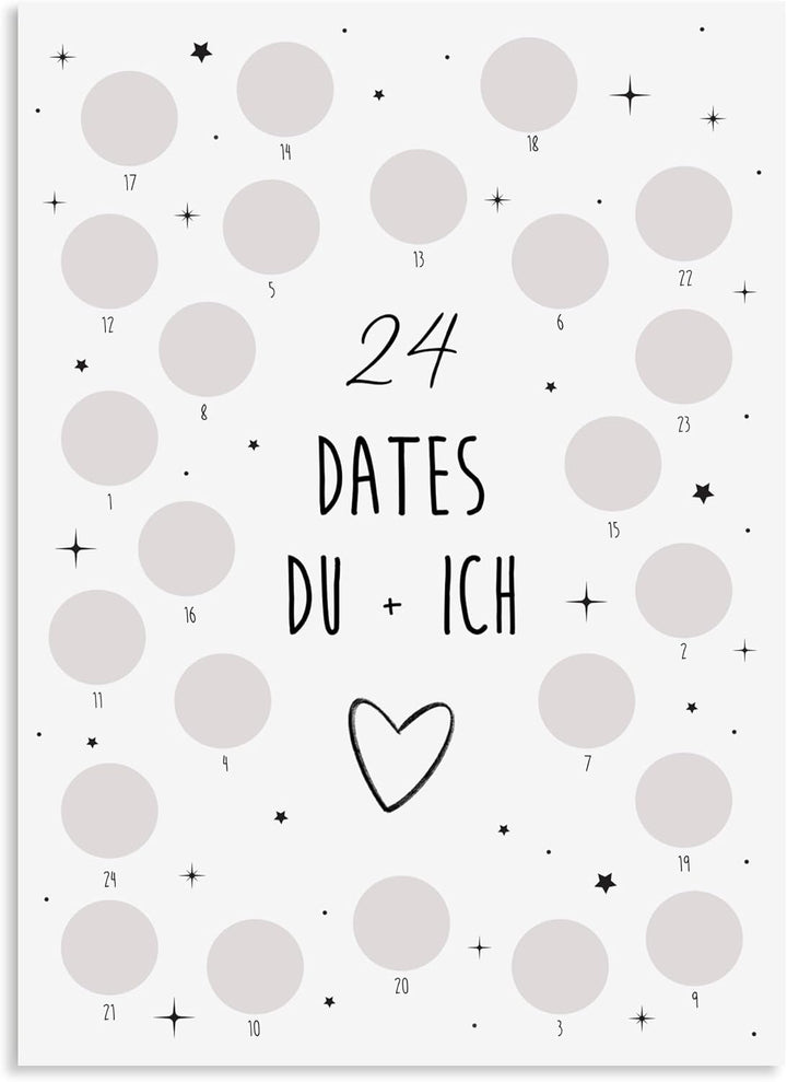 Adventskalender zum Rubbeln Weihnachtskalender (24 Dates Du + Ich A4), 24 Dates Du + Ich A4