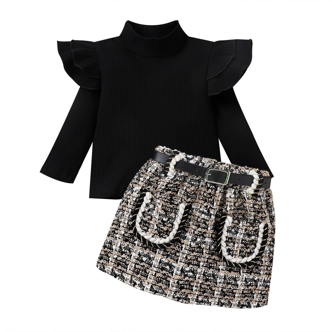 Kleinkind Baby Mädchen Outfits Ruffle Rollkragen Langarm Shirt + Bowknot Mini Rock 2 Stück Herbst Wi
