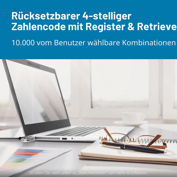 Kensington Laptop Schloss Slim-Kombinationsschloss für ultraflache Laptops &amp; 2-in-1 Geräte mit Nano