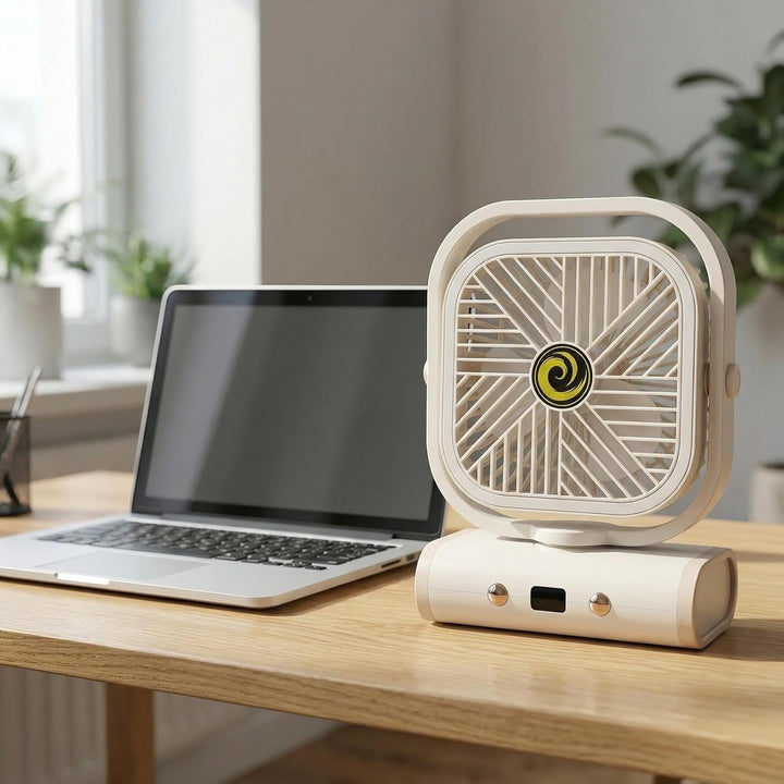 USB Tischventilator Klein 2400mAh, Camping Ventilator, Tischventilator Sehr Leise, Schreibtischventi