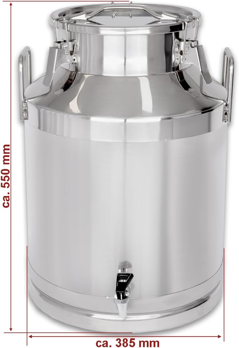 Beeketal 'BMK-50A' Milchkanne Transportkanne 50 Liter aus Edelstahl mit Ablasshahn, auslaufsicherer