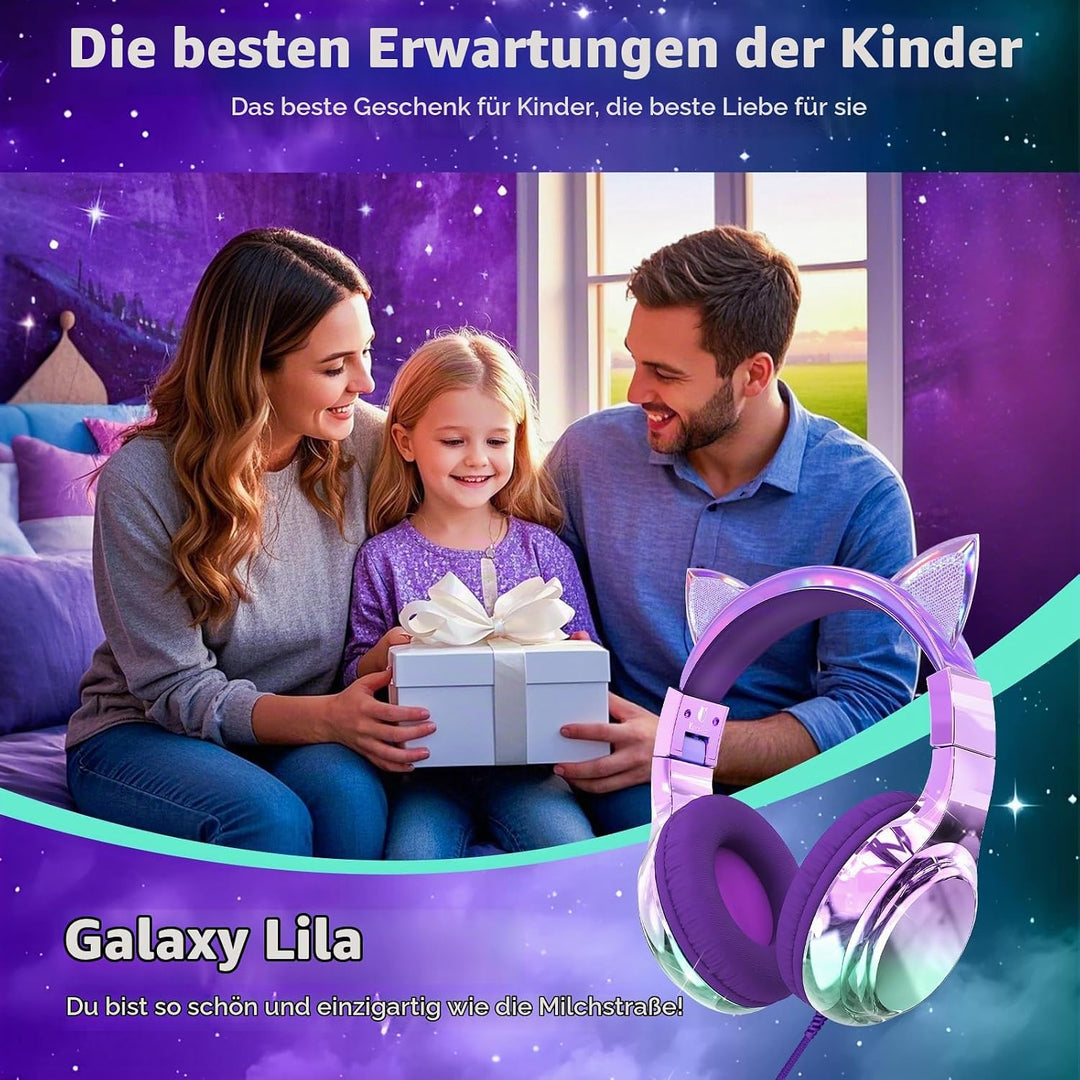 JYPS Kinder Kopfhörer, Kopfhörer Kinder mit Kabel, 85/94dB Lautstärkenbegrenzer, Audio-Sharing, Falt