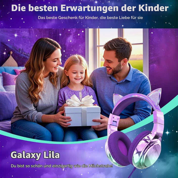 JYPS Kinder Kopfhörer, Kopfhörer Kinder mit Kabel, 85/94dB Lautstärkenbegrenzer, Audio-Sharing, Falt