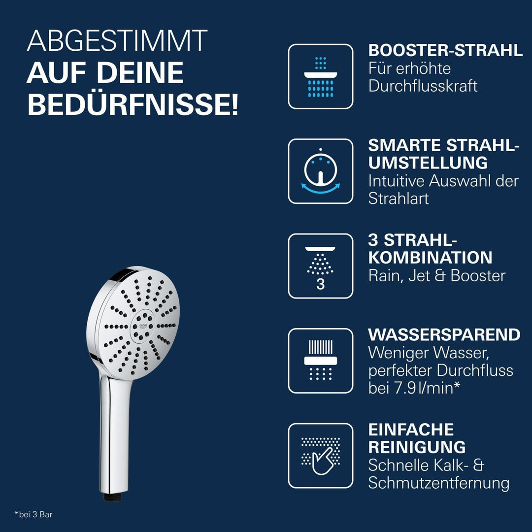 GROHE Vitalio Joy+ 120, wassersparender Duschkopf mit Boost-Funktion für mehr Strahlpower, 8l pro Mi