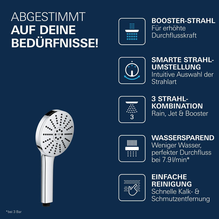 GROHE Vitalio Joy+ 120, wassersparender Duschkopf mit Boost-Funktion für mehr Strahlpower, 8l pro Mi