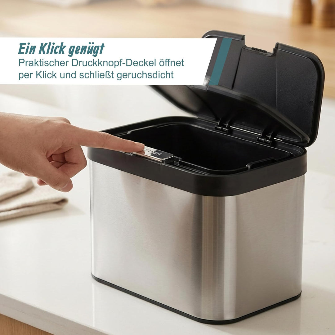 Relaxdays Biomülleimer Arbeitsplatte, 4,5 L, silber/schwarz | Komposteimer geruchsdicht, Inneneimer