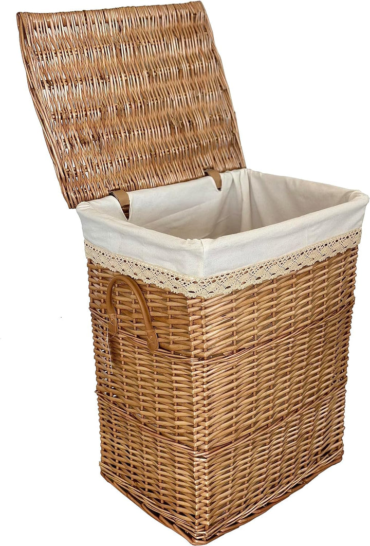 DVier Wäschekorb Wäschesammler beige weide rechteckig 90L 48x36 H.62