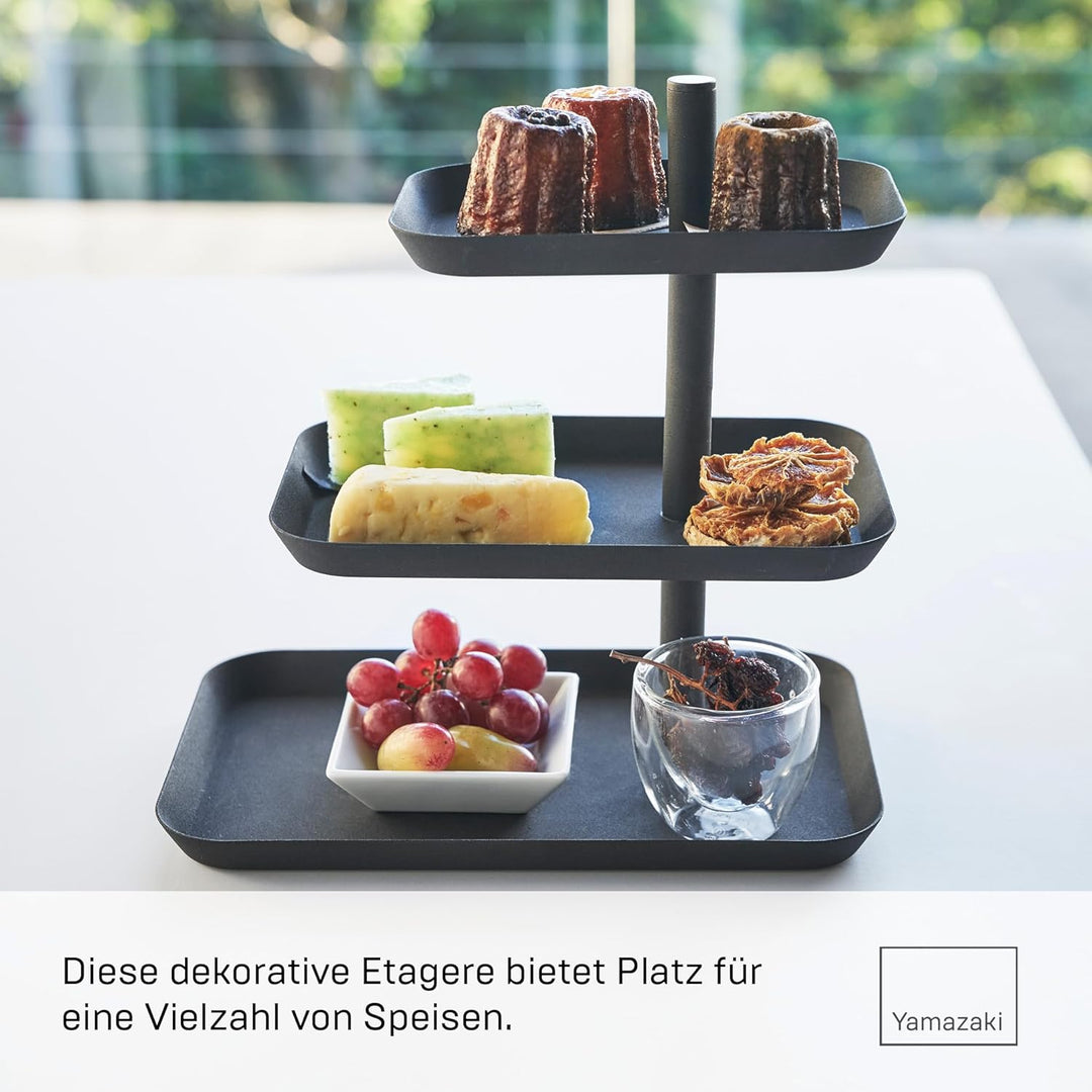 Yamazaki 4281 TOWER Etagere mit 3 Ebenen, schwarz, Stahl, Minimalistisches Design Schwarz Single, Sc
