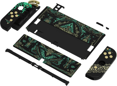 eXtremeRate Full Hülle für Nintendo Switch OLED, DIY-Ersatz Konsole case & Kickstand, NS Joycon Gehä