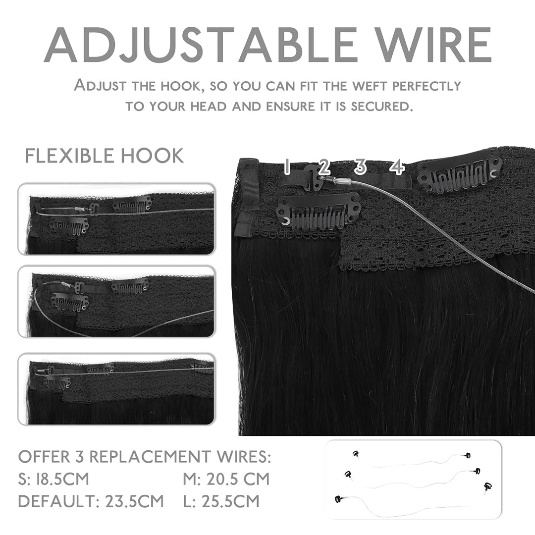 WENNALIFE Secret Hair Extensions Echthaar, 30cm 12 Inch 70g Tief Schwarz Remy Haarverlängerung Echth