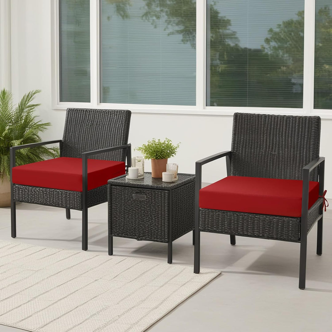 Outdoor Stuhlkissen 40x40, 2er Set mit Bändern, Rot Rot 40 x 40 x 7 cm, Rot 40 x 40 x 7 cm