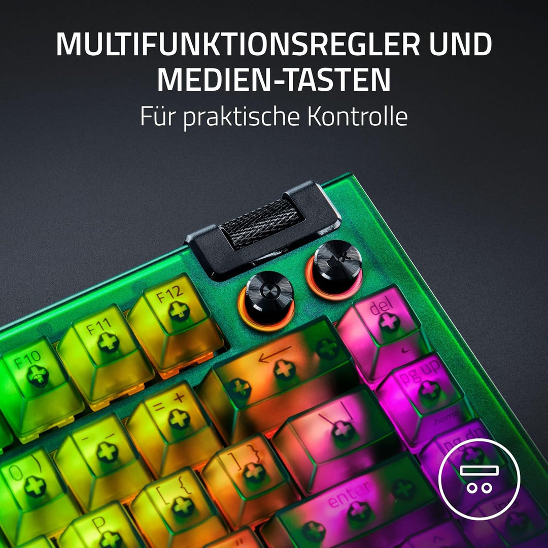 Razer BlackWidow V4 75% Phantom Green Edition - Hot-swap-fähige mechanische Gaming-Tastatur (Orange