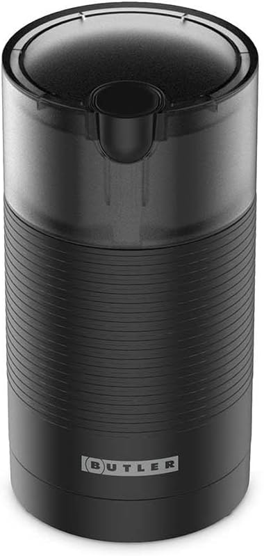 Butler Kaffeemühle - 150W Elektrische Kaffeemühle mit Edelstahlmahlwerk - 70g Mahlbehälter - Schwarz