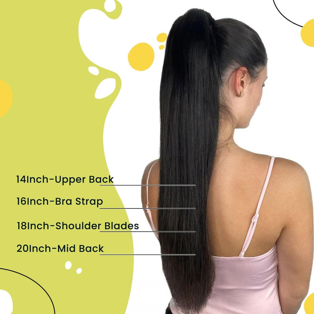 RUNATURE Extensions Echthaar Balayage Zopf Braun Blond 50cm 80g Lang Pferdeschwanz Ponytail Extensio