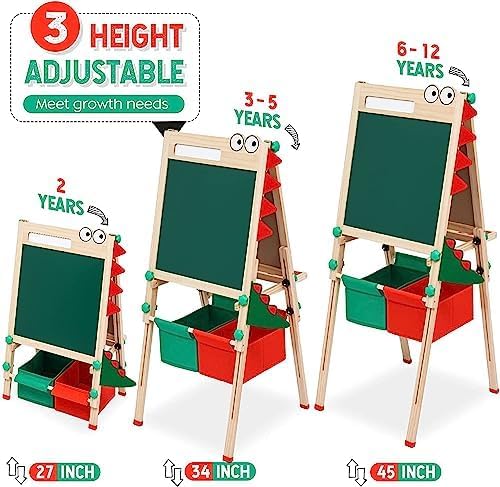Kinder Staffelei mit Papierrolle Malen Doppelseitiges Whiteboard und Kreidetafel, Tafel Kinder mit Z