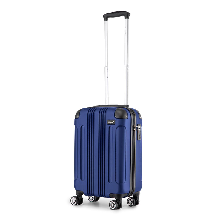 KONO Trolley Handgepäck Koffer 55x35x20cm Rollkoffer Reisekoffer mit 4 Rollen und Schloss (Navy Blau