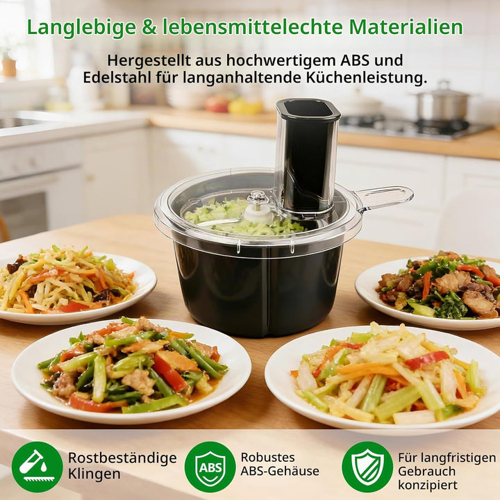 Multifunktionaler Gemüseschneider Kompatibel mit TM5 &amp; TM6 | Spiralschneider aus Edelstahl und ABS,