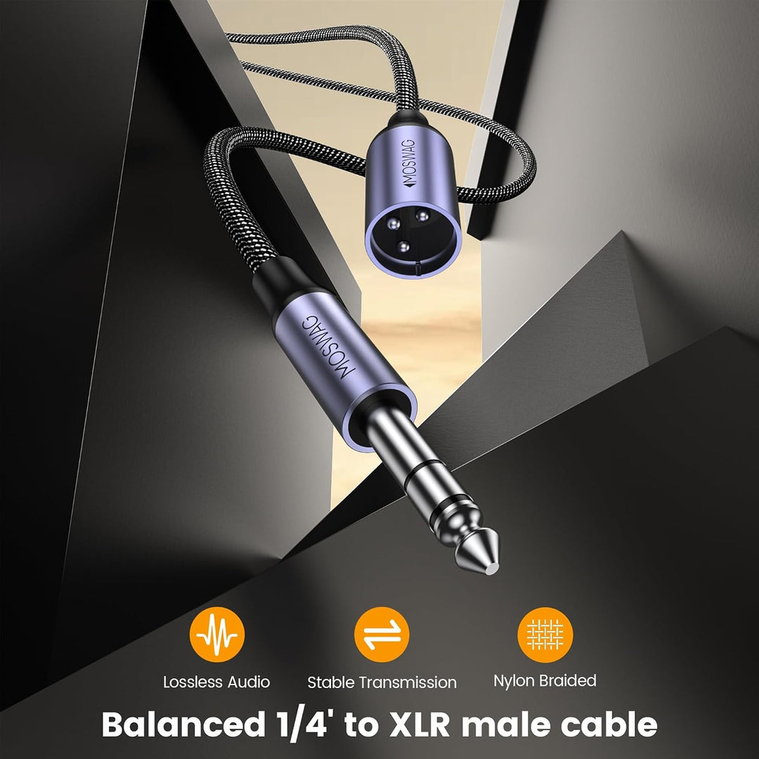 MOSWAG XLR auf 6.35mm Audio Kabel, 6.35mm Stecker auf Mic XLR Stecker Strero Kabel für E-Gitarre, Kl