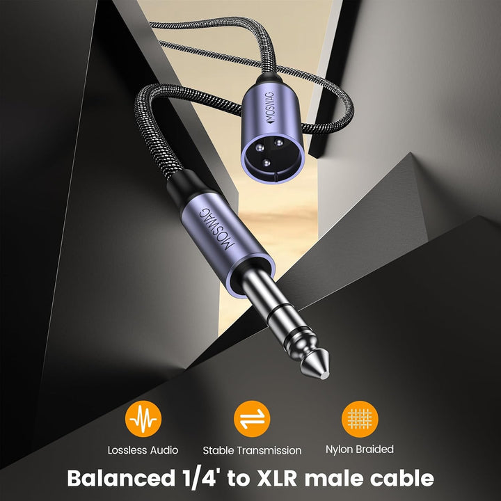 MOSWAG XLR auf 6.35mm Audio Kabel, 6.35mm Stecker auf Mic XLR Stecker Strero Kabel für E-Gitarre, Kl