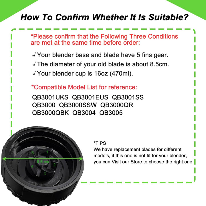 Ersatz Entsafter Klingen für Ninja Smoothie Maker QB3001EUS 700W/ QB3000/ QB3000SS/ QB3000SSW/ QB300
