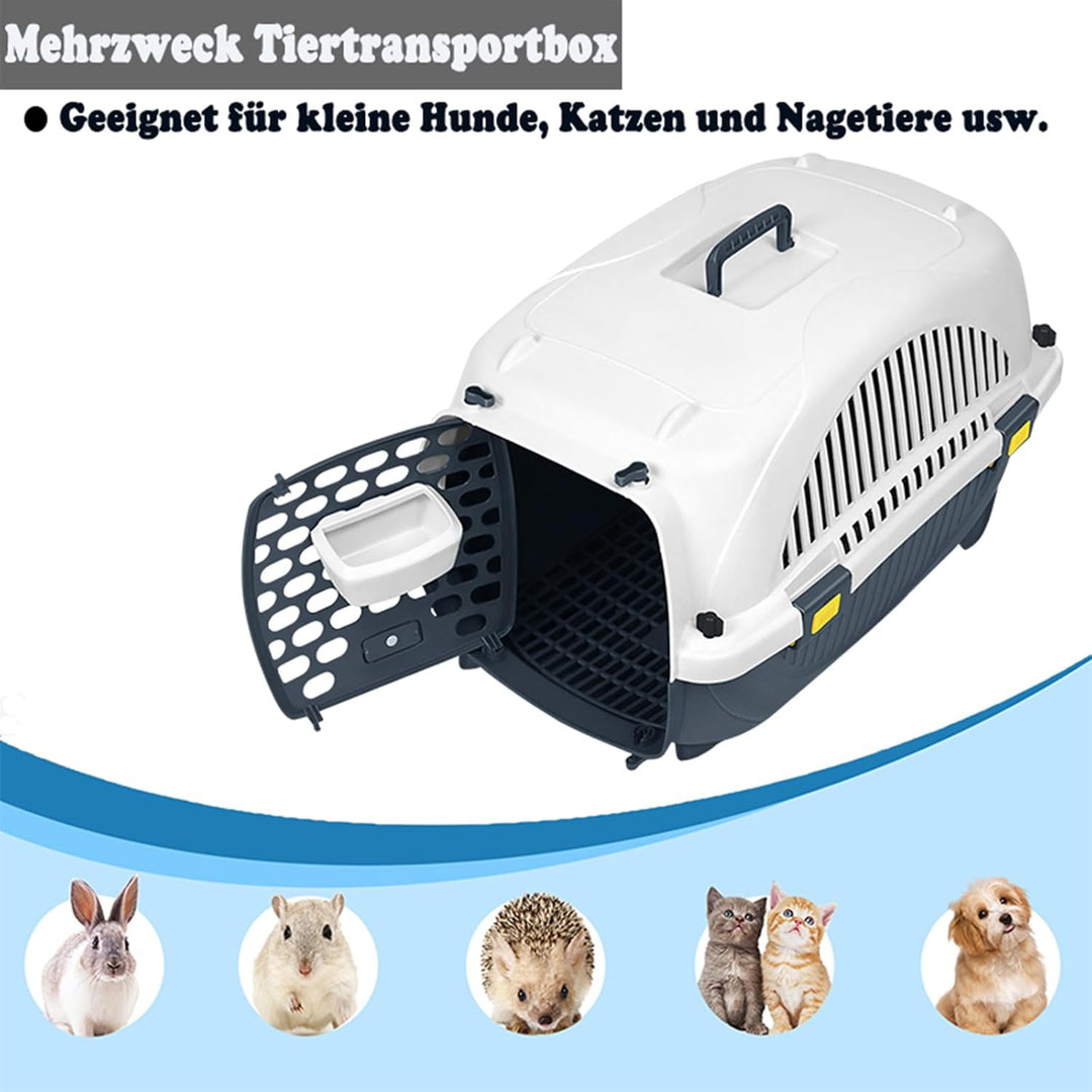 Aufun Transportbox für Haustiere für kleine Hunde und Katzen aus Kunststoff, 61 x 37 x 37 cm Tiertra