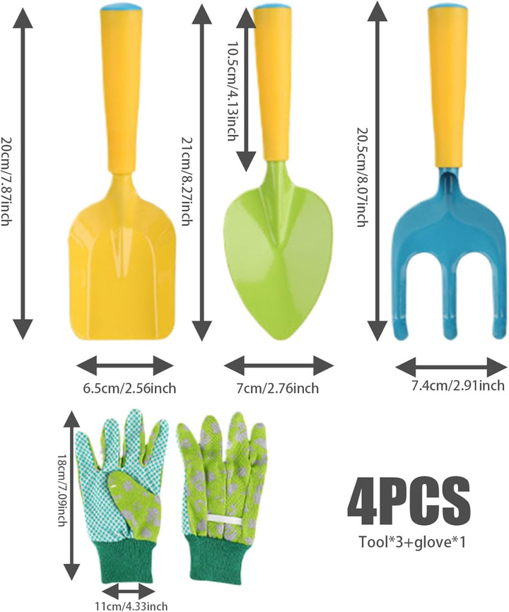 Gartenset für Kinder, Gartengeräte für Kinder, 4-teilig, ergonomisches Mini-Gartenset für Kleinkinde