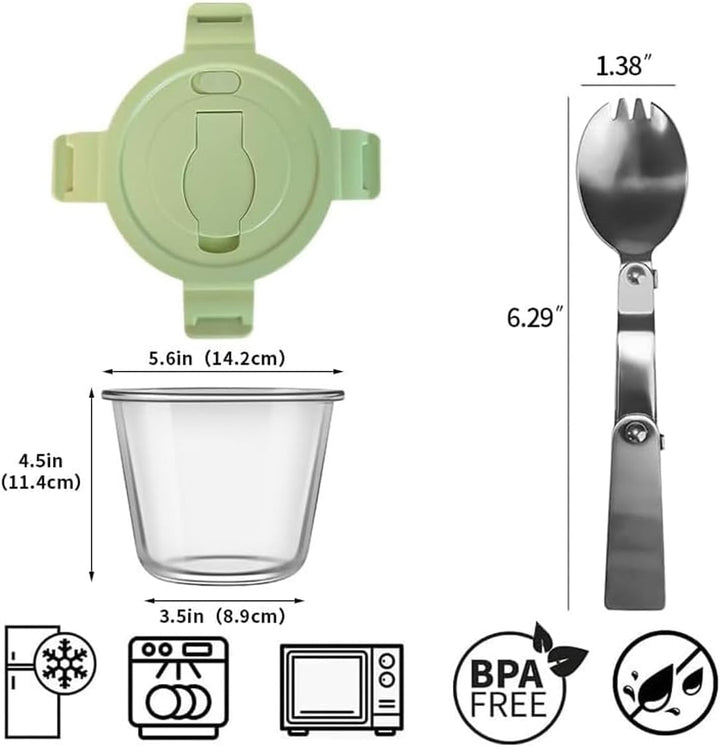 720ML Runde Glasbehälter Mit Deckel Und Löffel. Runde Glas Suppe Behälter, Meal Prep Boxen Glas für