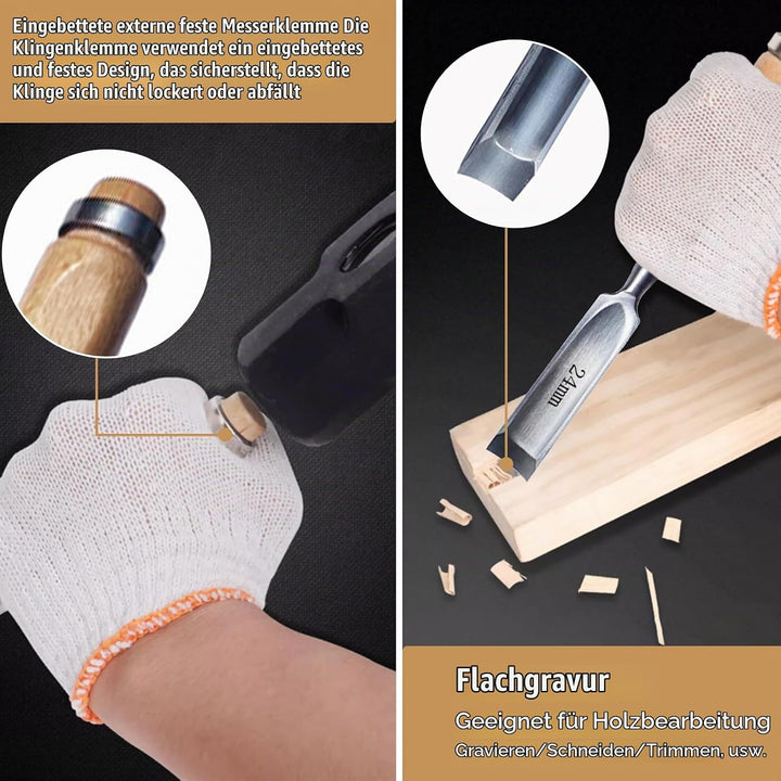 4 Stück Holz Meissel Set,Stechbeitel Rund Gebogen Hohlbeitel Set,CR-V Stahl halbkreisförmige Kante 8